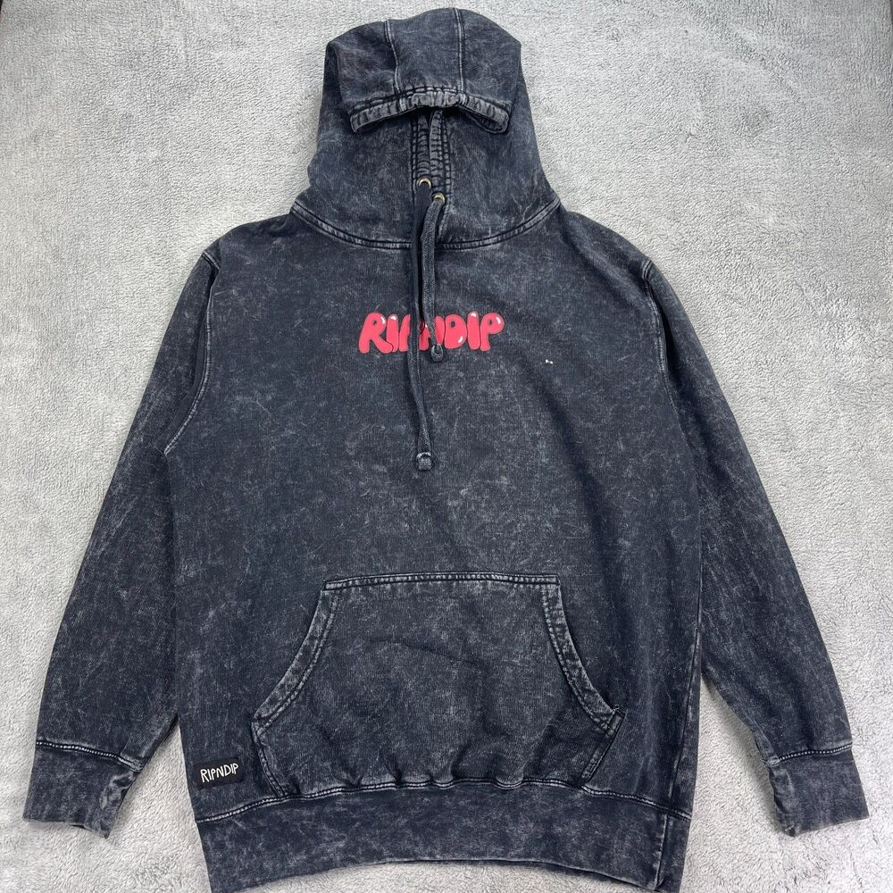 Ripndip Hoodie Mens Large Distressed Black Graphics‎ Kangaroo Pocket Street Wear